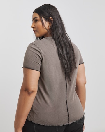 Acid Wash Contrast Seam Detail Top