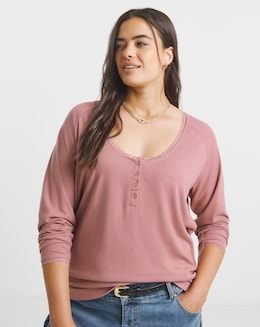 Simply Be Pink Lace Trim Top