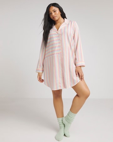 Stripe Button Through Nightshirt | Simply Be