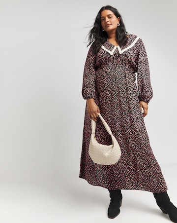 Ditsy Floral Printed Collared Midaxi Dress