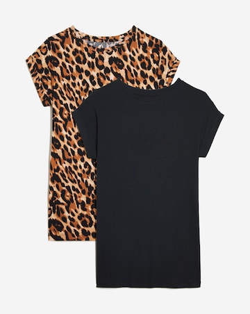 Black & Leopard 2 Pack Boyfriend Tees