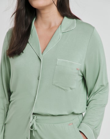 Figleaves Modal Picot Trim Button Through Pyjama Set