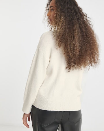Simply Be Cream Merci Slogan Embroidered Knitted Jumper