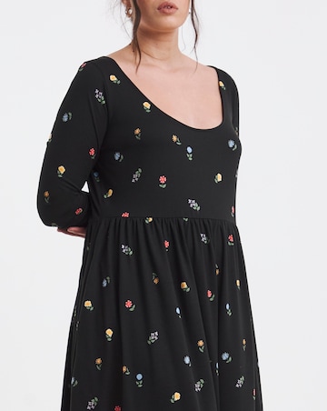 Simply Be Ditsy Print Scoop Neck Pocket Midi Dress
