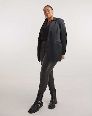 Black Heavy Satin Single Breasted Blazer