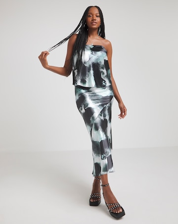 Abstract Print Satin Bandeau Top
