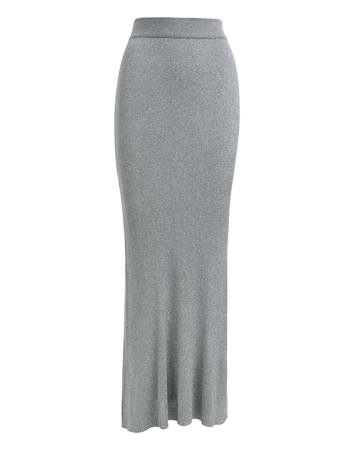 Gunmetal Metallic Rib Midaxi Skirt