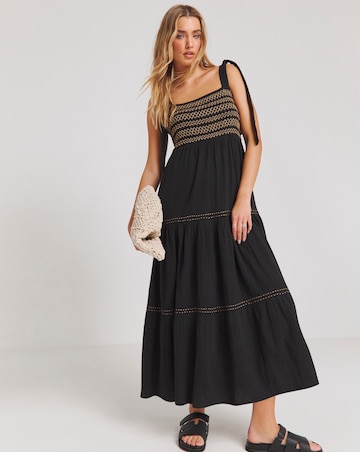 Embroidered Tiered Maxi Dress