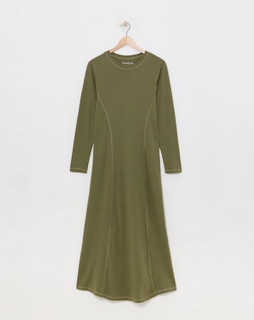 Khaki Jersey Midaxi Dress