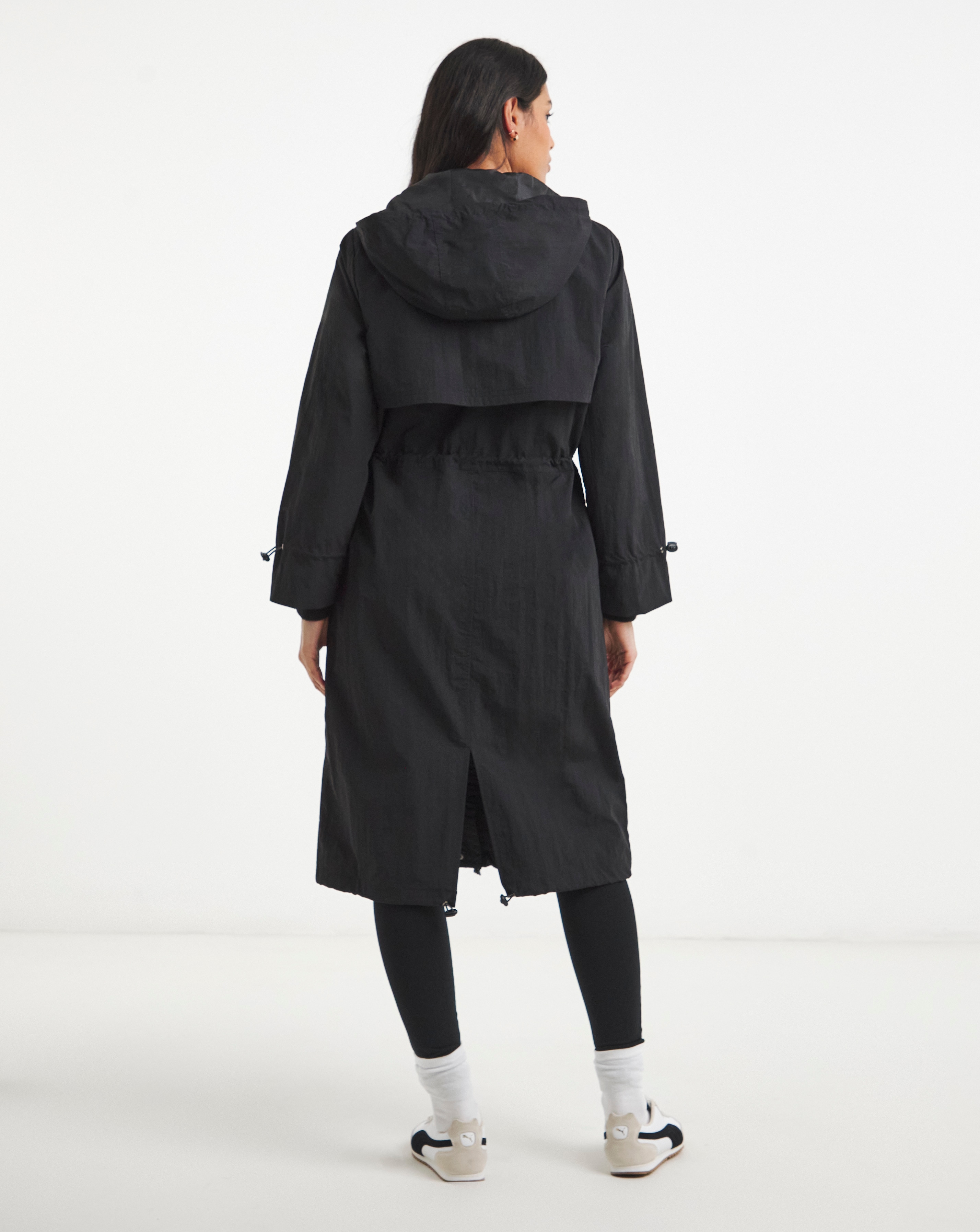 Black Longline Tech Parka | Simply Be
