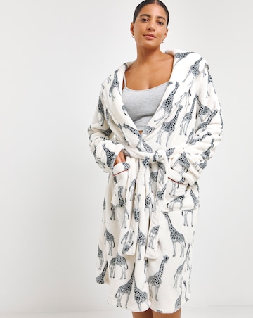 Chelsea Peers Giraffe Print Fleece Hooded Gown