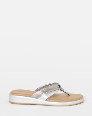 Valencia Leather Toe Post Low Wedge Sandals - Wide Fit (E)