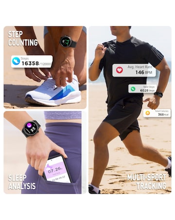 Reflex Active Venture AMOLED 50m Swim GPS Silicone Strap Smart Watch - Black