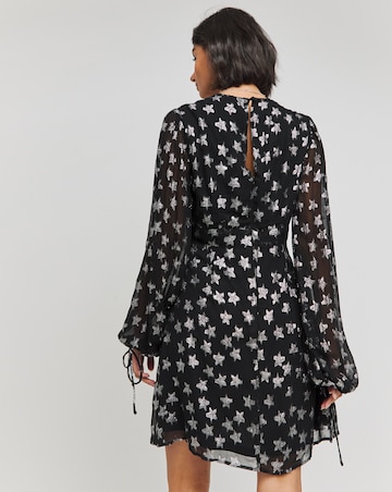 Silver Star Print Jacquard Skater Dress