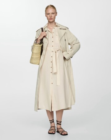 Mango Pure Linen Shirt Dress with Tie Detail