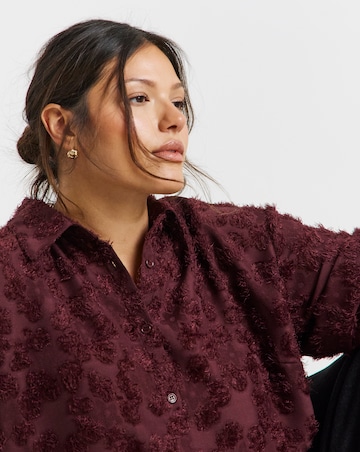 Simply Be Burgundy Fluffy Textured Shirt