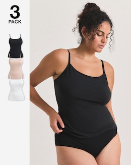 Pretty Secrets 3 Pack Cotton Vests Black/White/Blush