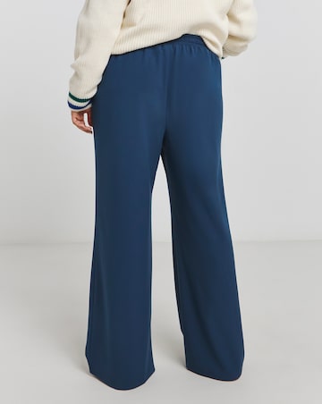 Navy Drawcord Waist Relaxed Wide Leg Trousers
