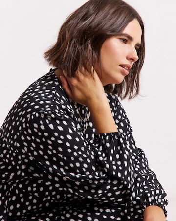 Simply Be Spot Print Drop Waist Cinch Detail Midi Dress