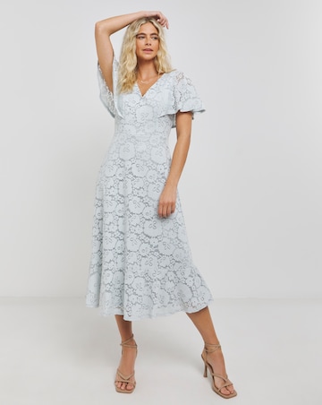 Joanna Hope Silver Lace Midi Dress