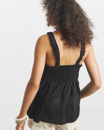 Simply Be Black Knot Front Linen Cami