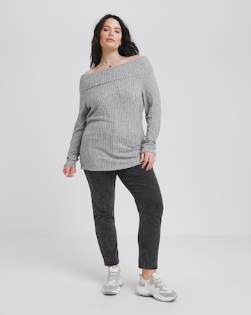 Simply Be Grey Marl Rib Bardot Top