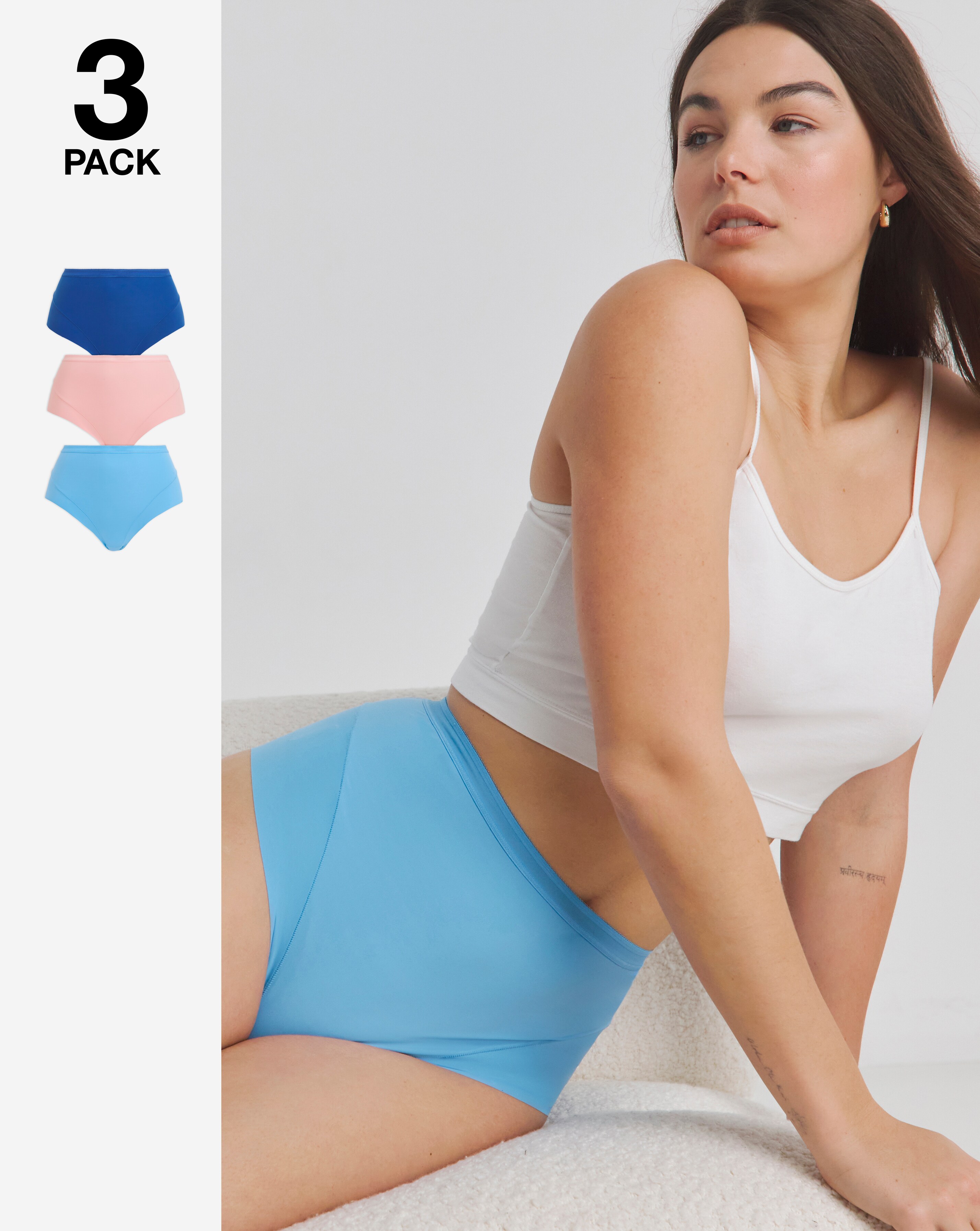 MAGISCULPT Light Control (3 Pack) Tummy Shaper Knickers Blue Pink