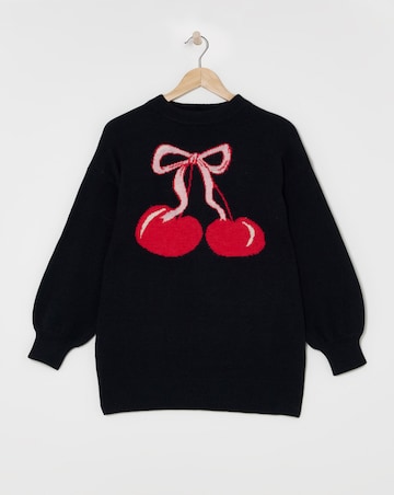 Black Cherry Graphic Longline Jumper