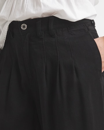 Simply Be Black Lyocell Pleat Detail Wide Leg Jeans