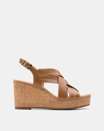 Clarks Tan Sabina Sling Wedge Sandal -Wide Fit (E)