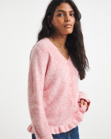 Pink Frill V-Neck Cardigan