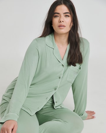 Figleaves Modal Picot Trim Button Through Pyjama Set
