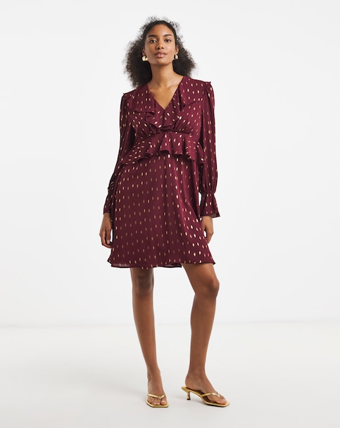 Flounce London Lurex Ruffle Mini Dress