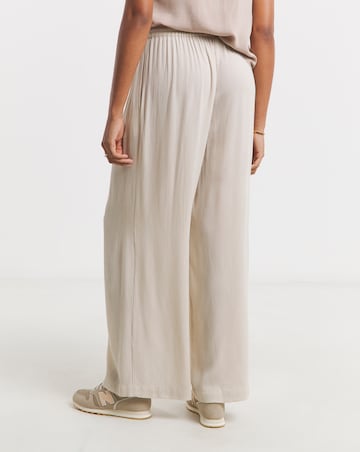 Stone Tie Waist Crinkle Wide Leg Trousers