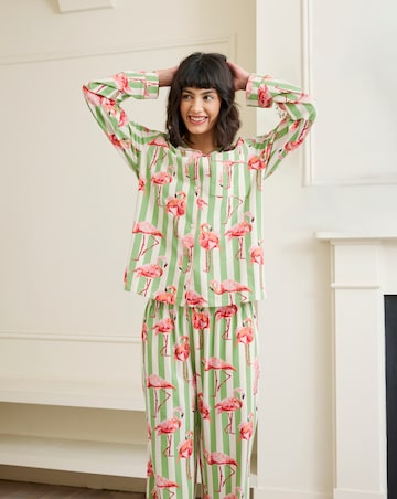 Chelsea Peers Cotton Jersey Flamingo Stripe Pyjama Set