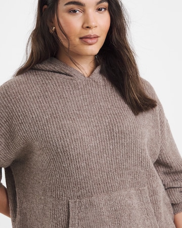 Cosy Yarn Mocha Ribbed Knitted Hoodie