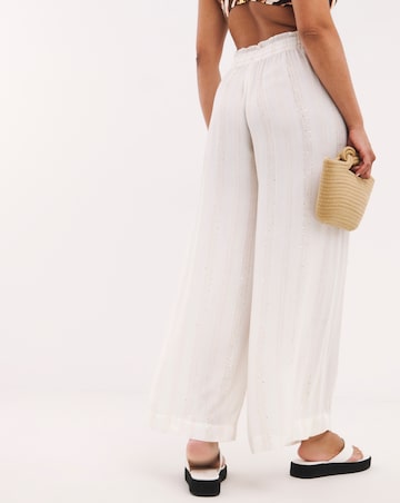Beach to Beach Wide Leg Lurex Beach Trousers