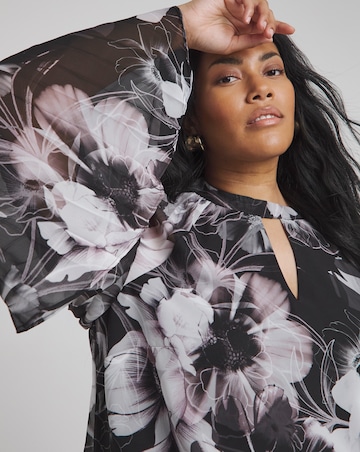 Joanna Hope Keyhole Pleated Blouse