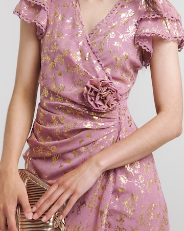 Maya Curve Foiled Print Rosetta Maxi Dress