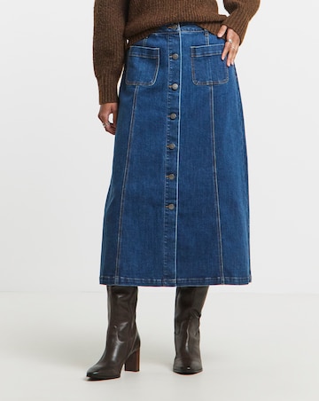 Simply Be Mid Wash Front Pocket Midaxi Skirt