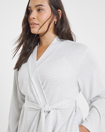 Lightweight Dressing Gown Grey Marl Stripe