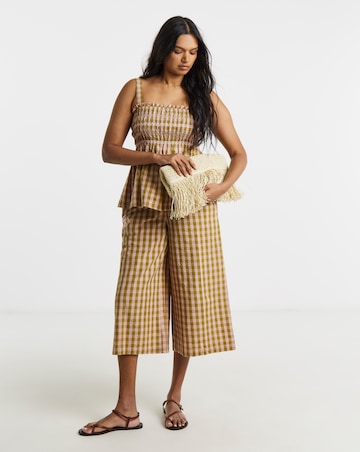 Gingham Shirred Detail Square Neck Cami