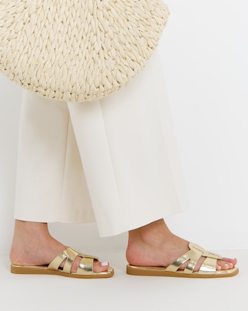 Carla Woven Flat Mule Sandals - Wide Fit (E)