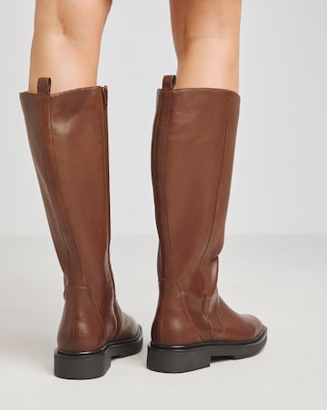 Andy Leather Stretch Seam Knee High Flat Boots Extra Wide EEE Fit Curvy Calf