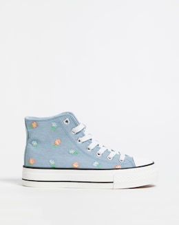 Hola Hi Top Embroided Trainer - Wide Fit (E)