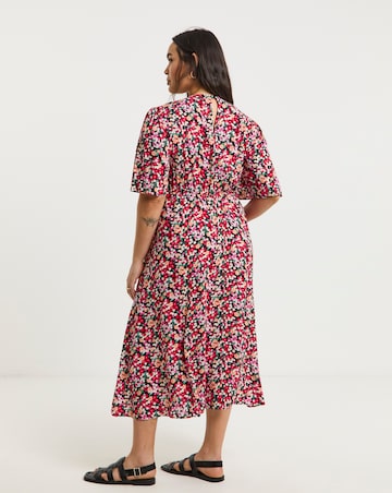 Ditsy Floral Print Viscose Midi Dress