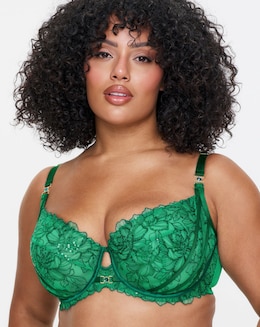 Ann Summers Divine Temptation Fuller Bust Non Pad Balcony Wired Bra Mid Green