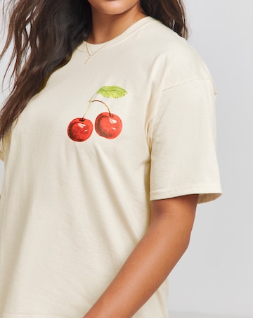 Simply Be Ecru Sweet Cherry T-Shirt
