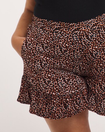 Animal Print Lightweight Woven Frill Hem Flippy Short