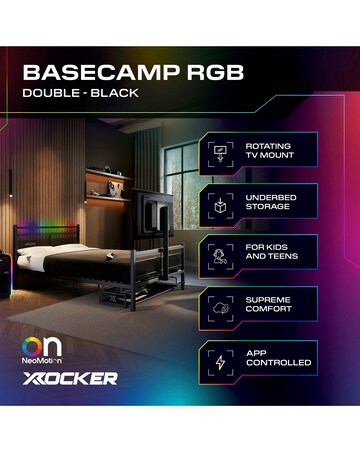 X Rocker Basecamp RGB Double Bed - Black